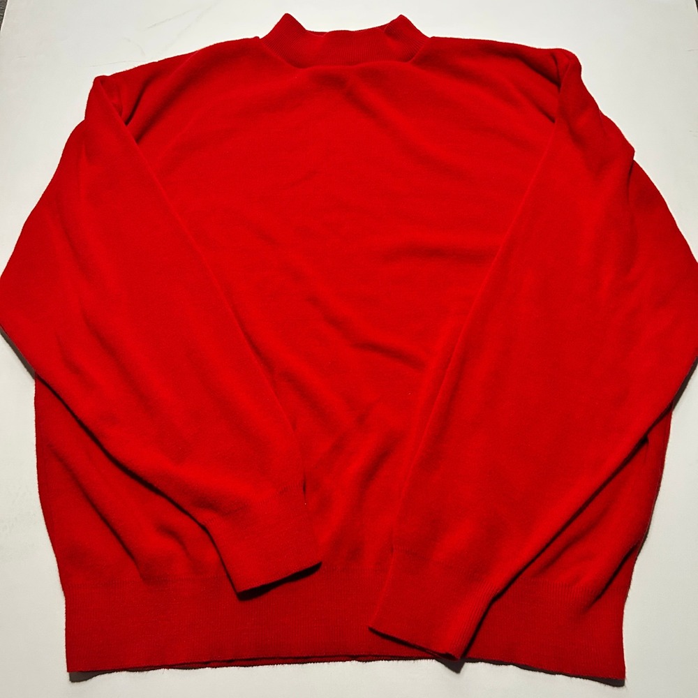 Vintage American Priority Sweaters Ltd Red Mock Neck Acrylic Knit Pullover USA